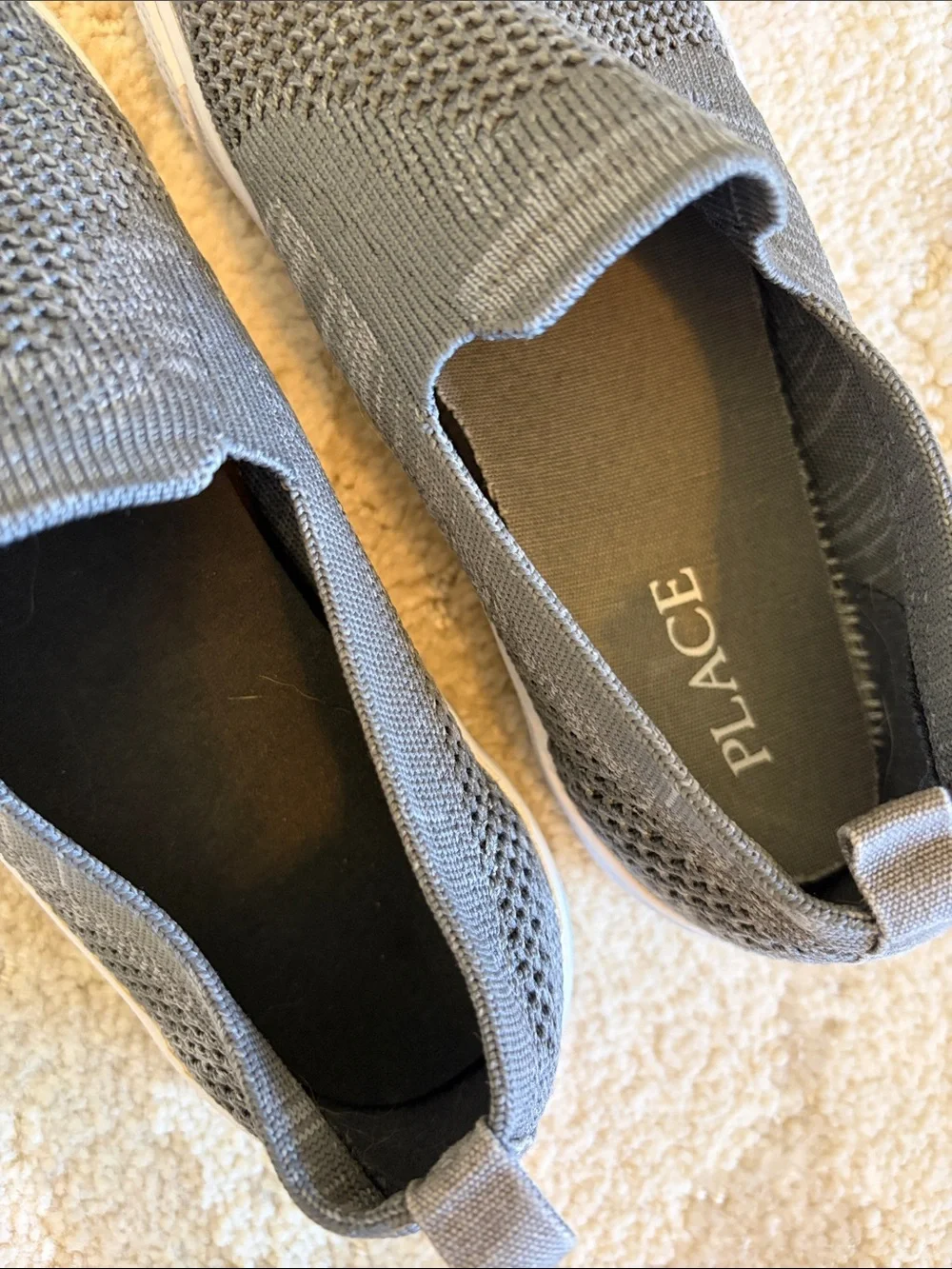 The Children's Place Men's Gray Knit Slip-On Sneakers with White Sole